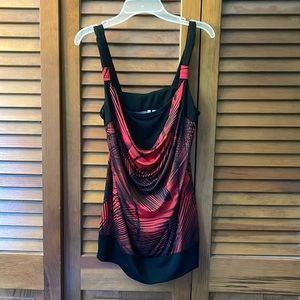 Red and black tank